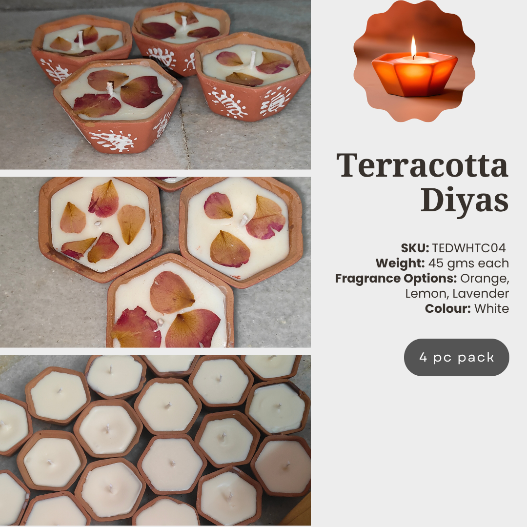 Terracotta Diya Candles - 40 gms-set of 4